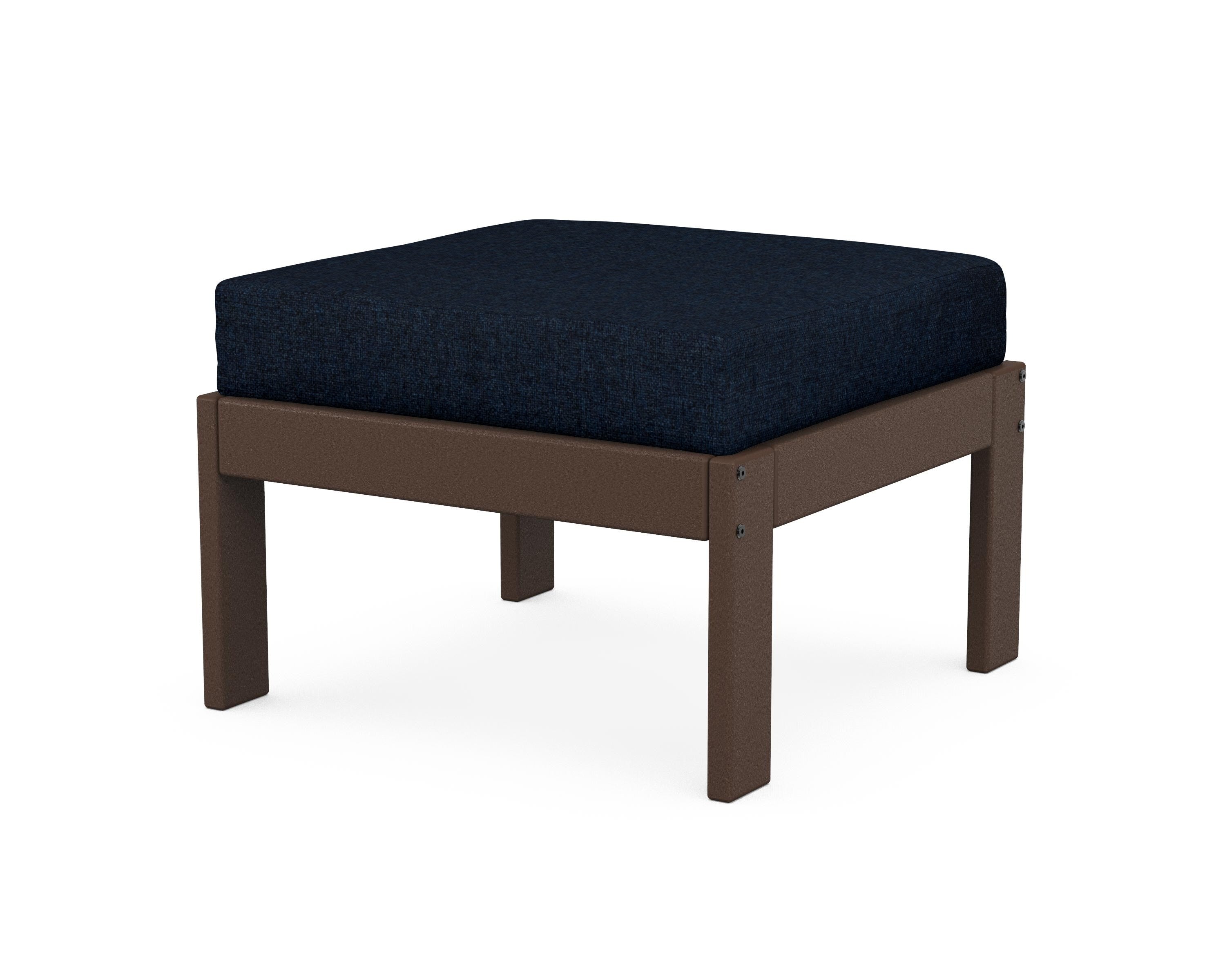 POLYWOOD® Vineyard Modular Ottoman in Mahogany / Marine Indigo