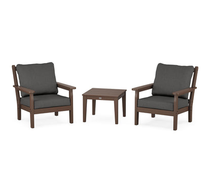 POLYWOOD® Chippendale 3-Piece Deep Seating Set in Mahogany / Spectrum Carbon