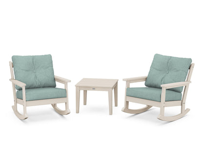 POLYWOOD® Vineyard 3-Piece Deep Seating Rocker Set in Sand / Glacier Spa