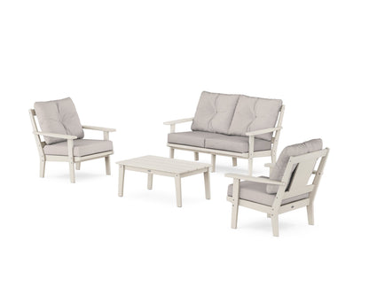 POLYWOOD® Prairie 4-Piece Deep Seating Set with Loveseat in Sand / Dune Burlap