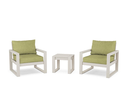 POLYWOOD® EDGE Sectional 3-Piece Deep Seating Set in Sand / Chartreuse Boucle