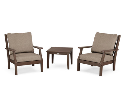 Country Living Wovendale 3-Piece Deep Seating Set in Mahogany / Spiced Burlap