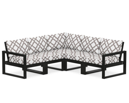 POLYWOOD® EDGE 5-Piece Modular Deep Seating Set in Black / Trellis Grey Mist