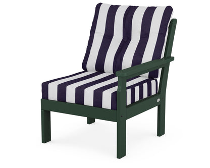 POLYWOOD® Vineyard Modular Right Arm Chair in Green / Cabana Stripe Navy