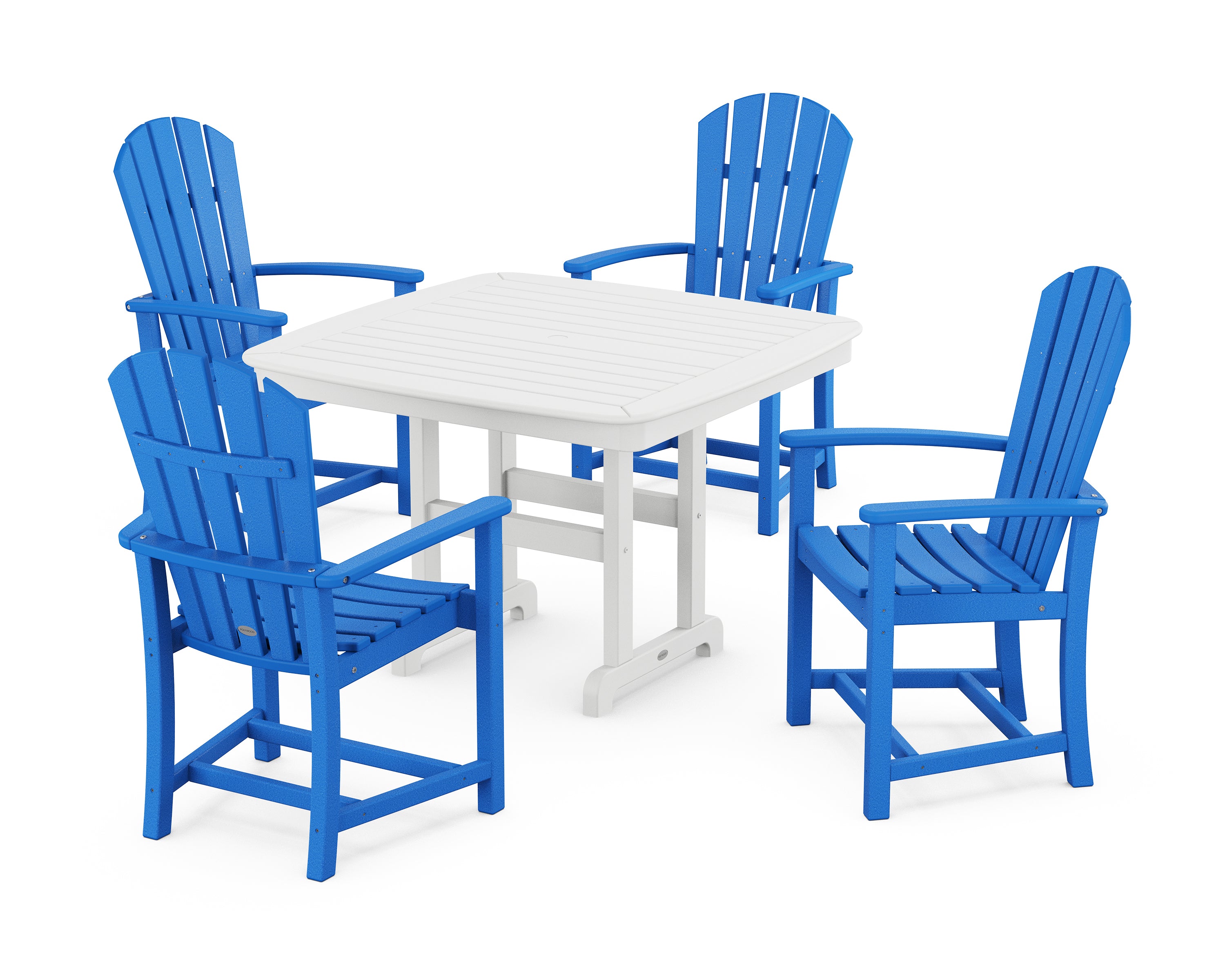 POLYWOOD® Palm Coast 5-Piece Dining Set with Trestle Legs in Pacific Blue / White