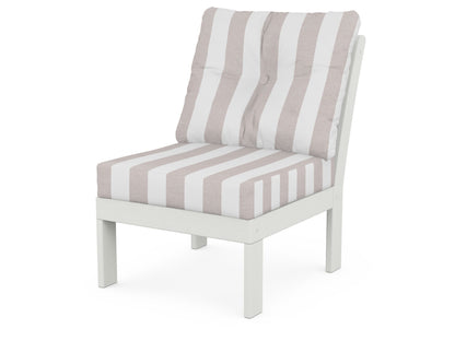 POLYWOOD® Vineyard Modular Armless Chair in Vintage White / Cabana Stripe Dune Burlap