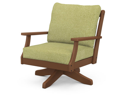 POLYWOOD® Braxton Deep Seating Swivel Chair in Teak / Chartreuse Boucle