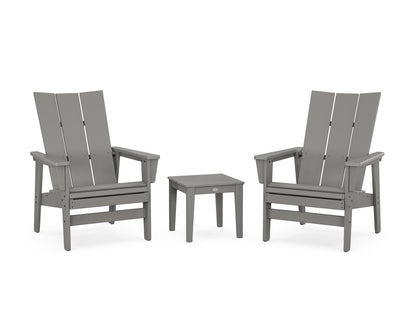 POLYWOOD® 3-Piece Modern Grand Upright Adirondack Set in Slate Grey