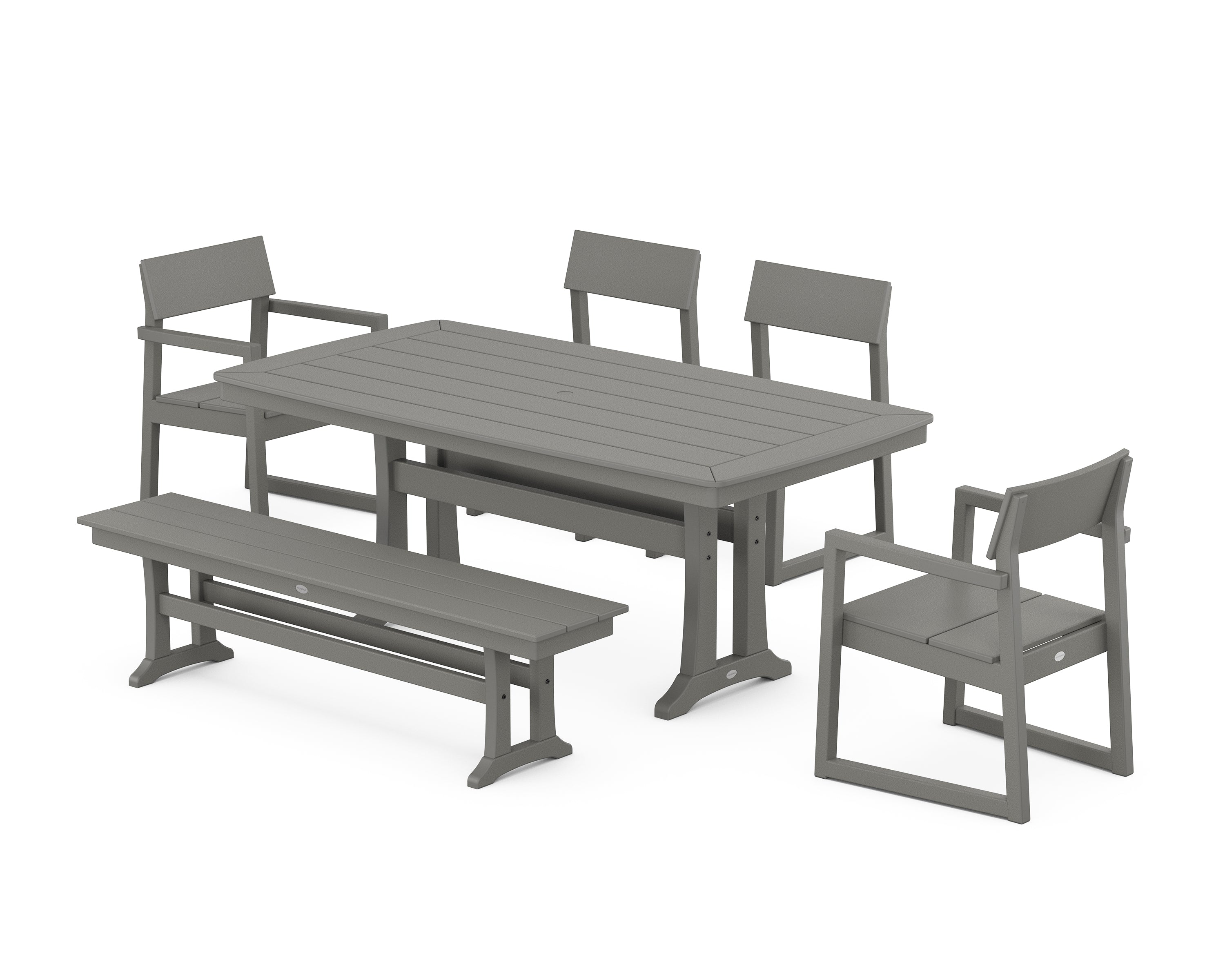 POLYWOOD® EDGE 6-Piece Dining Set with Trestle Legs in Slate Grey