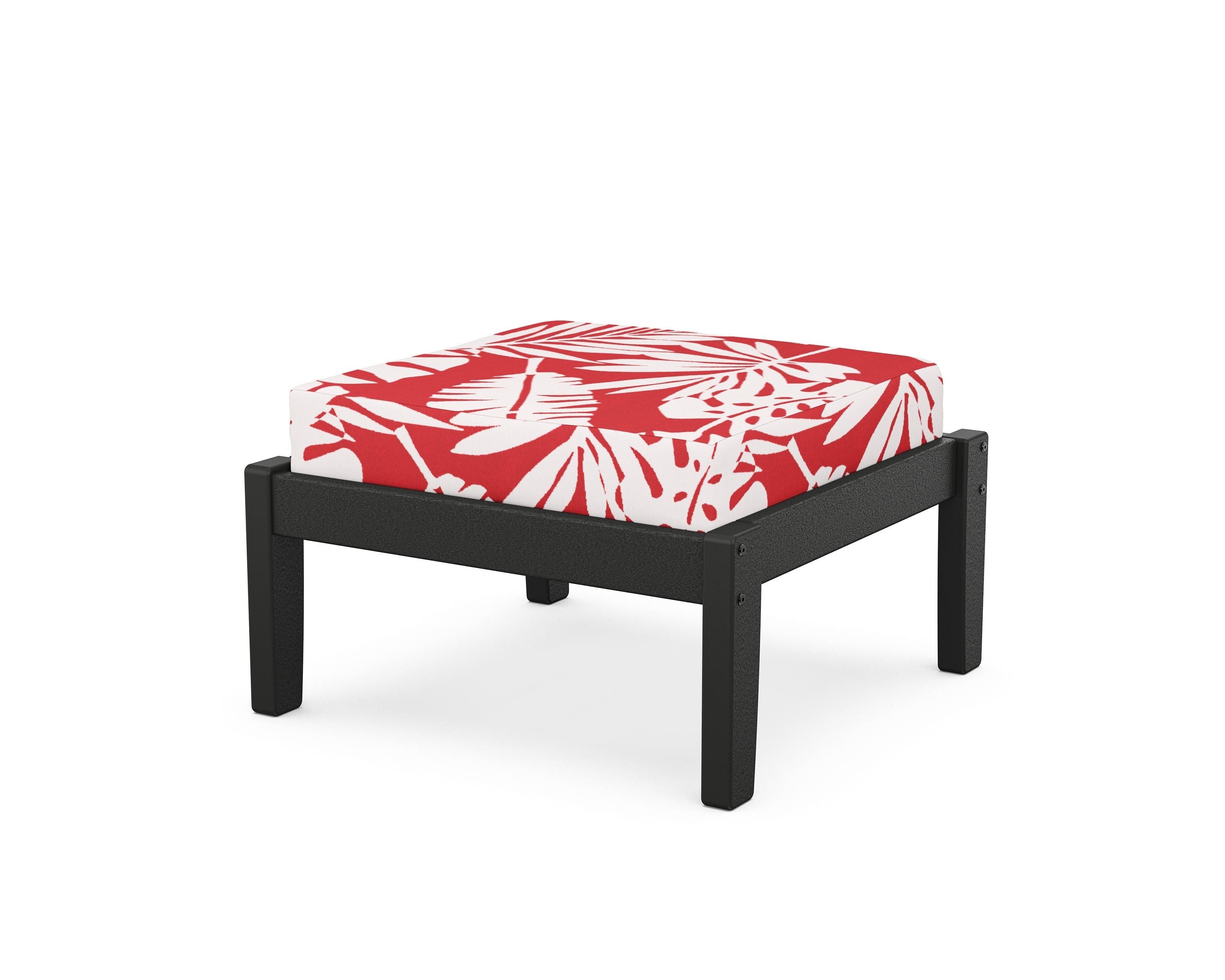 Unbranded Deep Seating Ottoman in Black / Leaf Crimson