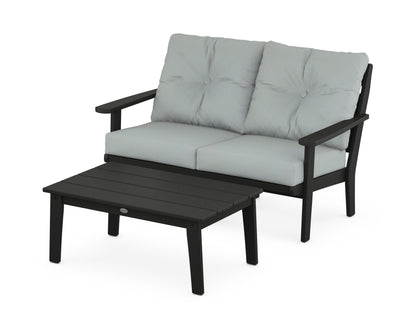 POLYWOOD® Lakeside 2-Piece Lounge Loveseat Set in Black / Spa