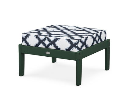 POLYWOOD® Braxton Deep Seating Ottoman in Green / Trellis Marine Indigo