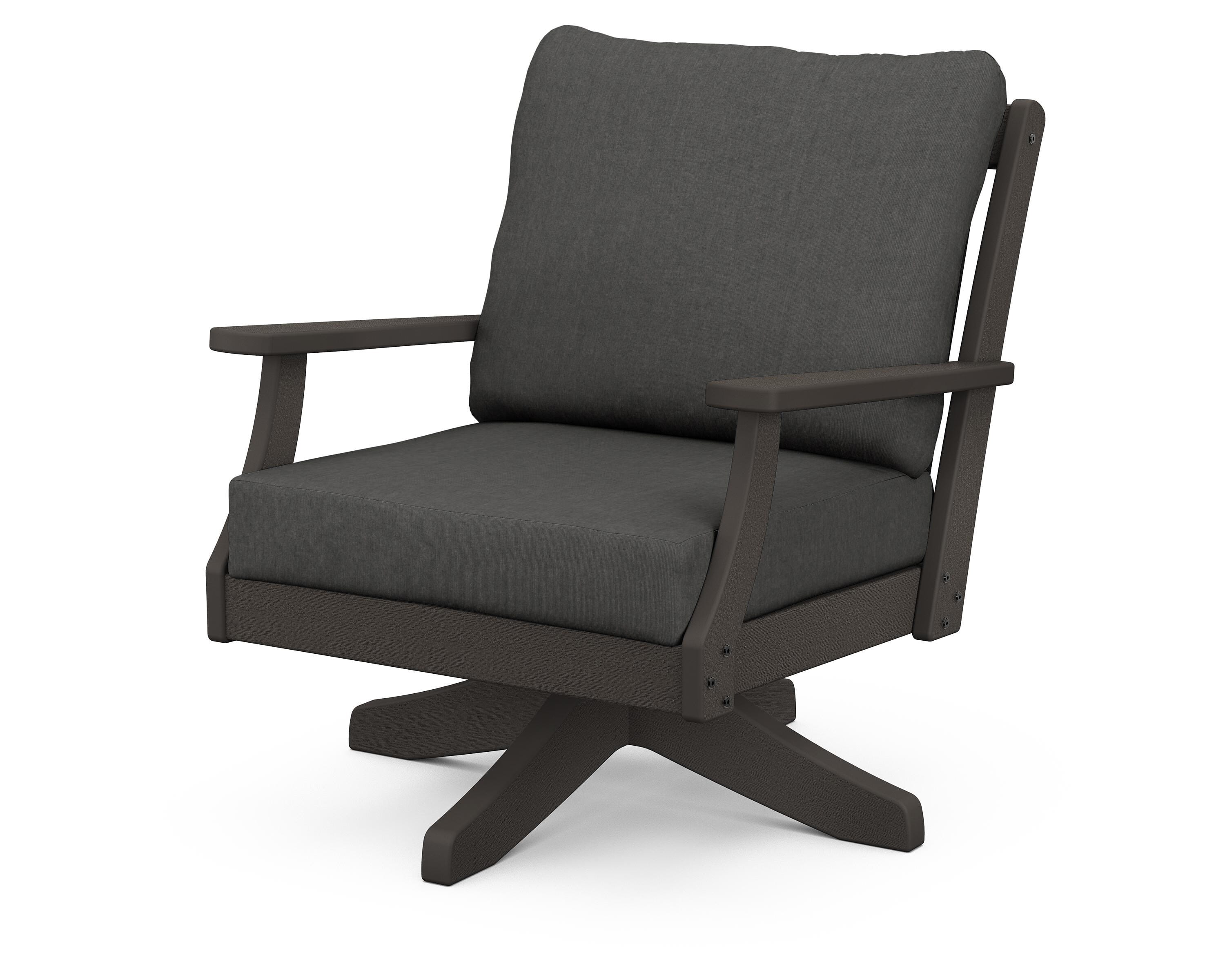 POLYWOOD® Braxton Deep Seating Swivel Chair in Vintage Coffee / Spectrum Carbon