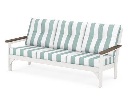 POLYWOOD® Vineyard Deep Seating Sofa in White / Kona / Cabana Stripe Glacier Spa