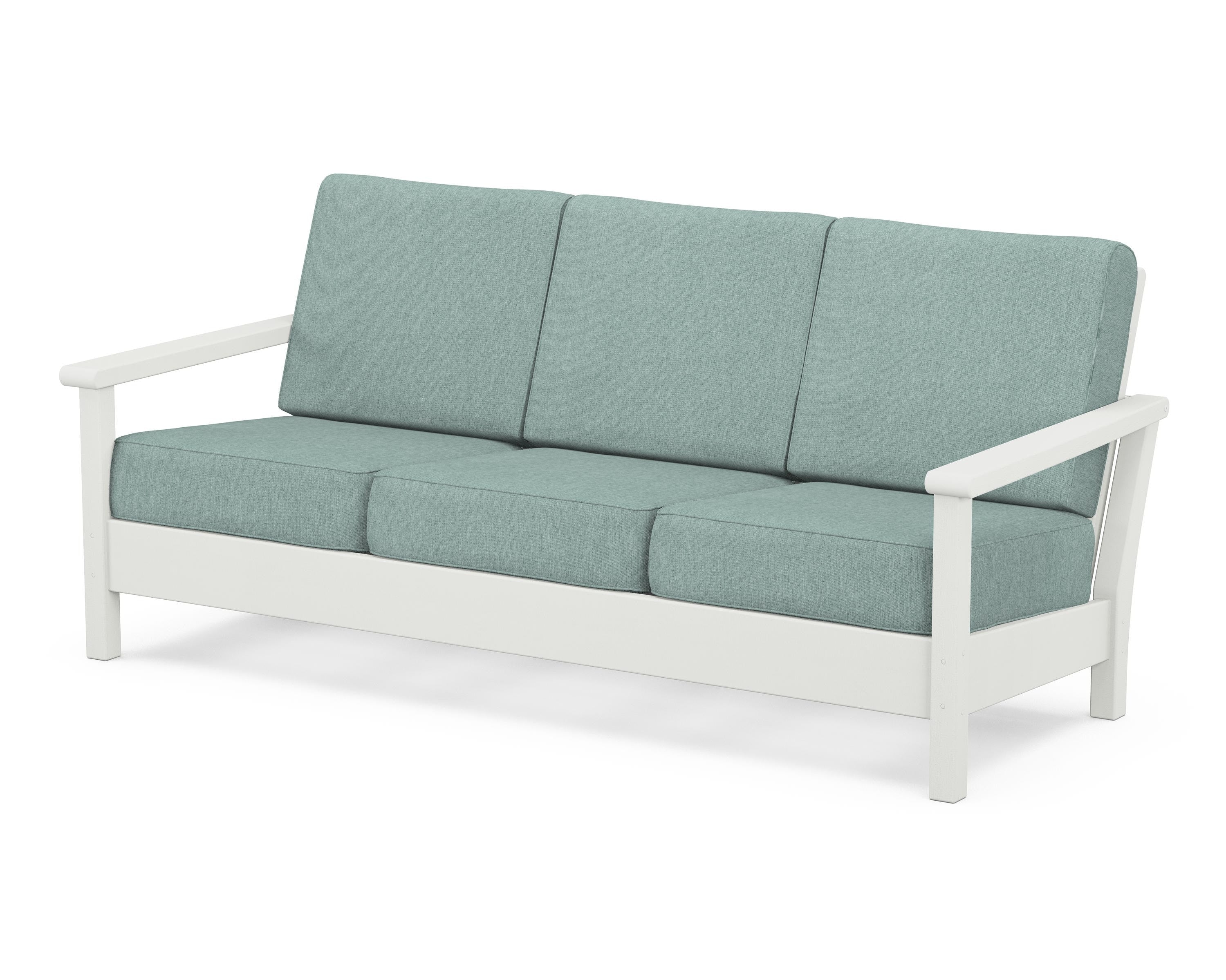 POLYWOOD® Harbour Deep Seating Sofa in Vintage White / Glacier Spa