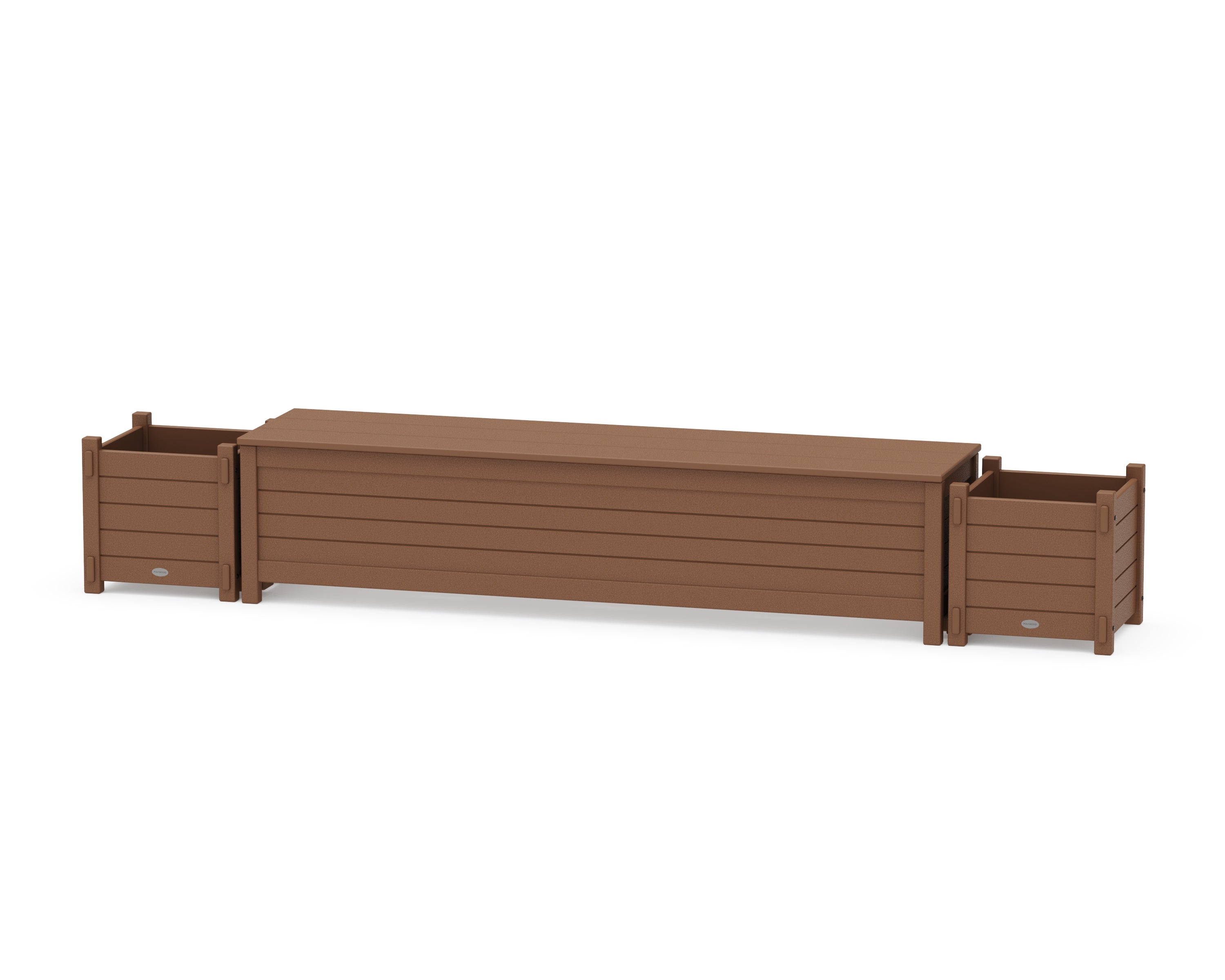 POLYWOOD® 72" Nautical Straight Planter Storage Bench Set in Teak
