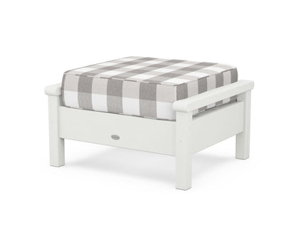 POLYWOOD® Harbour Deep Seating Ottoman in Vintage White / Buffalo Plaid Grey Mist