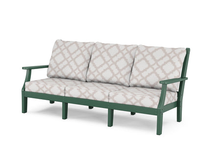 Country Living Wovendale Deep Seating Sofa in Green / Trellis Dune Burlap