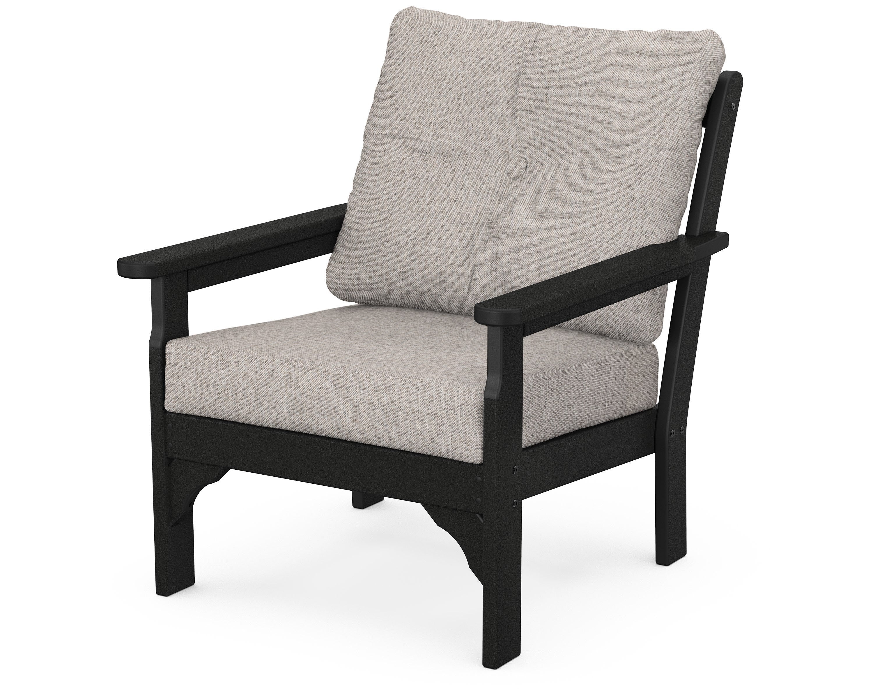 POLYWOOD® Vineyard Deep Seating Chair in Black / Weathered Tweed