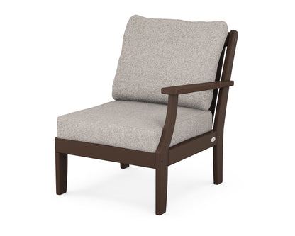 POLYWOOD® Braxton Modular Right Arm Chair in Mahogany / Weathered Tweed