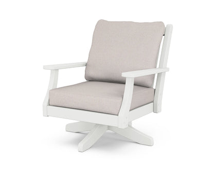 Country Living Wovendale Deep Seating Swivel Chair in White / Dune Burlap