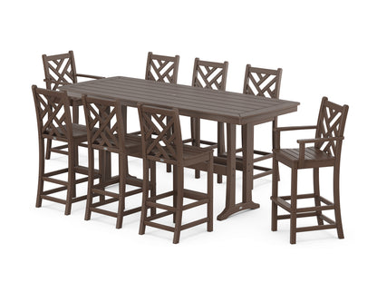 POLYWOOD® Chippendale 9-Piece Bar Set with Trestle Legs in Mahogany