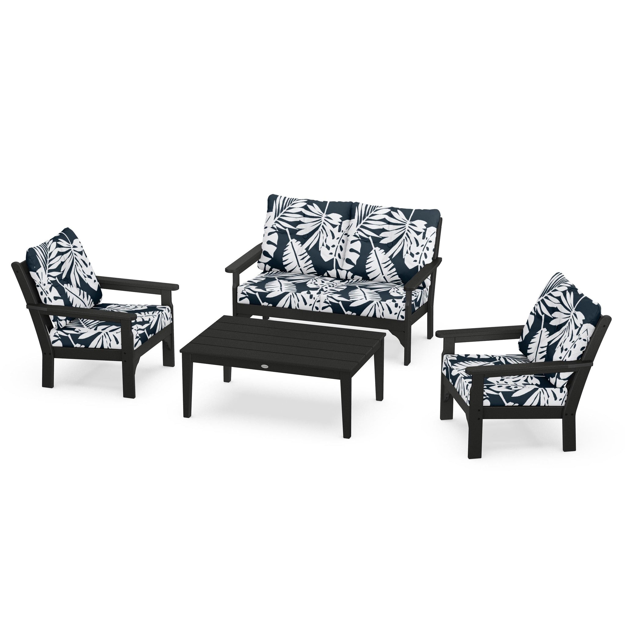 Vineyard 4 Piece Deep Seating Set - Black