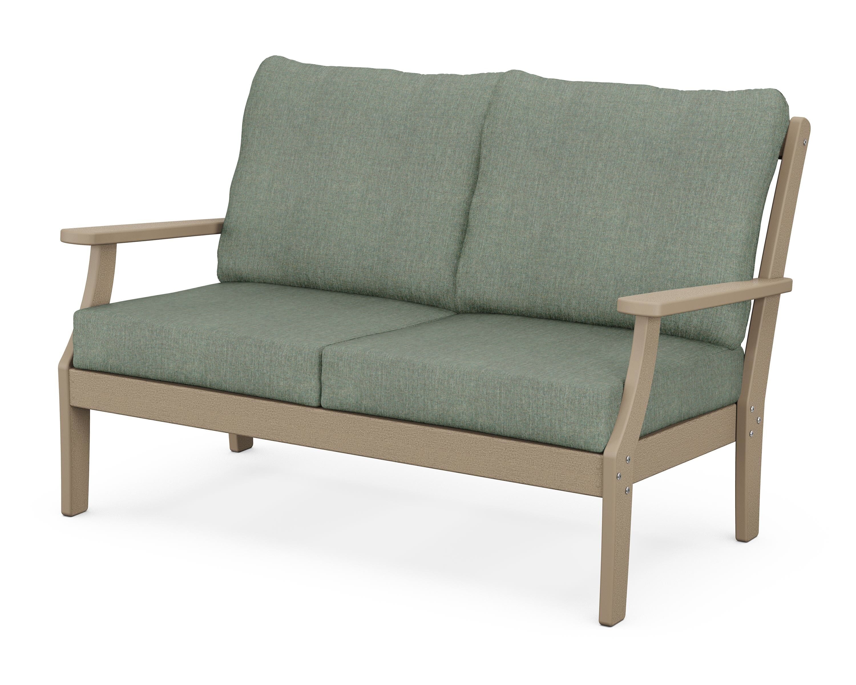 POLYWOOD® Braxton Deep Seating Loveseat in Vintage Sahara / Cast Sage