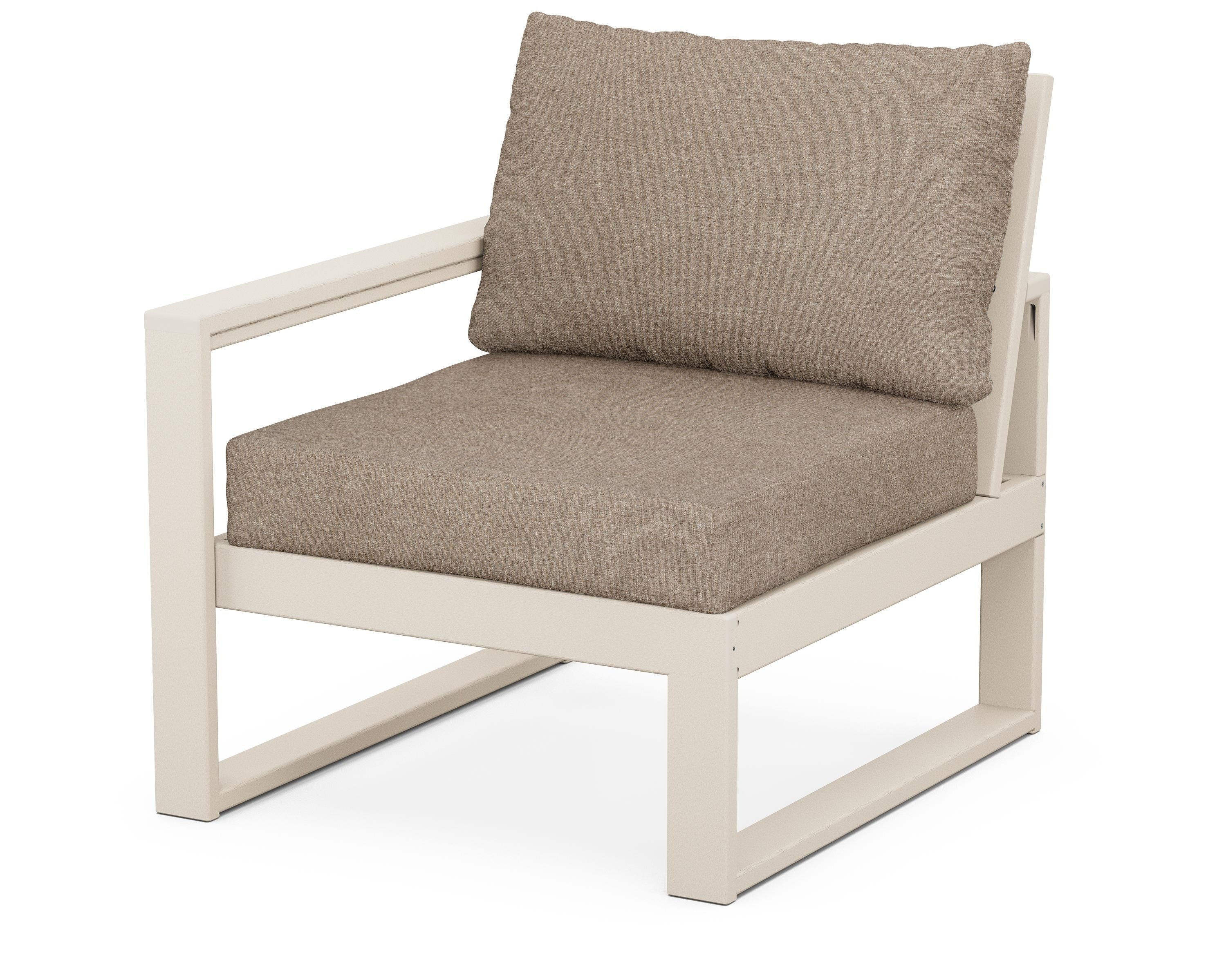 POLYWOOD® EDGE Modular Left Arm Chair in Sand / Spiced Burlap