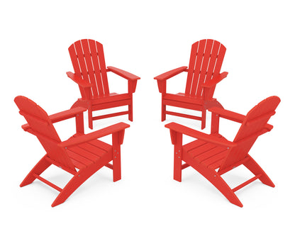 POLYWOOD® Nautical 4-Piece Adirondack Conversation Set in Sunset Red