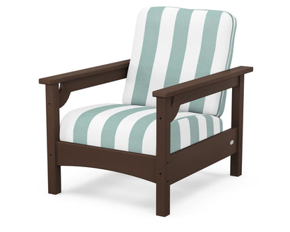 POLYWOOD® Club Chair in Mahogany / Cabana Stripe Glacier Spa