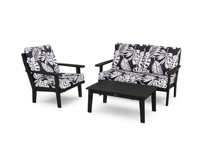 POLYWOOD® Lakeside 3-Piece Deep Seating Set in Black / Leaf Navy