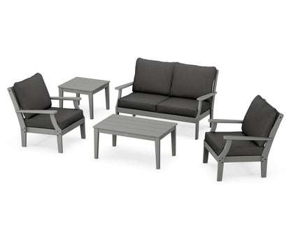 POLYWOOD® Braxton 5-Piece Deep Seating Set in Slate Grey / Spectrum Carbon