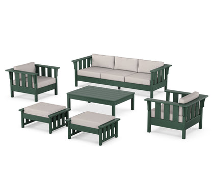 Martha Stewart by POLYWOOD® Acadia 6-Piece Lounge Sofa Set in Green / Dune Burlap