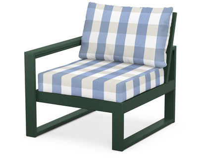 POLYWOOD® EDGE Modular Left Arm Chair in Green / Buffalo Plaid Sky Blue