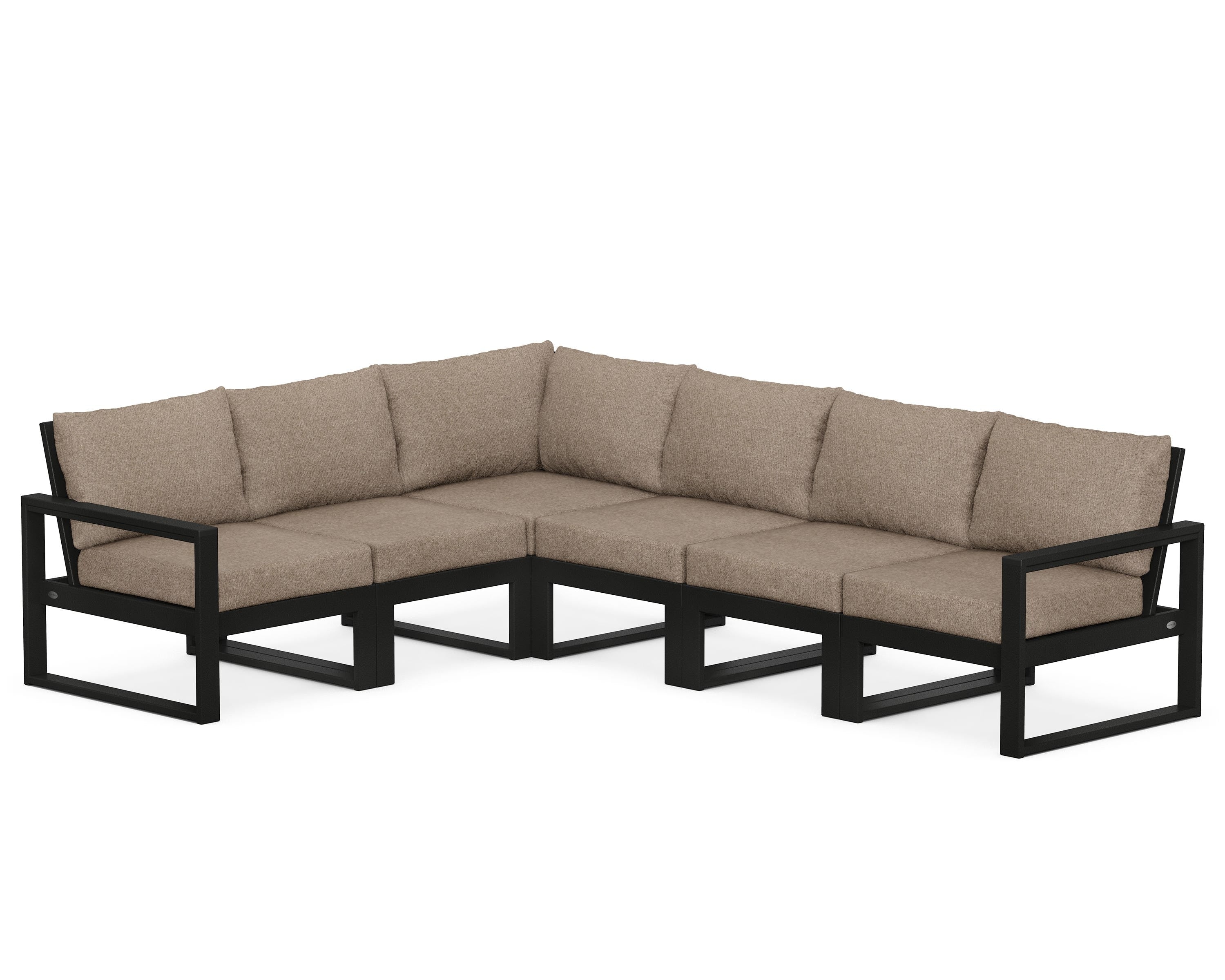 POLYWOOD® EDGE 6-Piece Modular Deep Seating Set in Black / Spiced Burlap