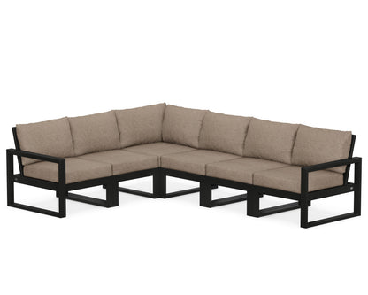 POLYWOOD® EDGE 6-Piece Modular Deep Seating Set in Black / Spiced Burlap