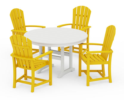 POLYWOOD® Palm Coast 5-Piece Round Farmhouse Dining Set in Lemon / White