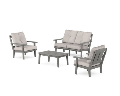 POLYWOOD® Mission 4-Piece Deep Seating Set with Loveseat in Slate Grey / Dune Burlap