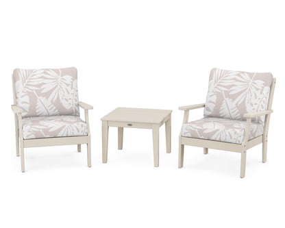 POLYWOOD® Braxton 3-Piece Deep Seating Set in Sand / Leaf Dune Burlap