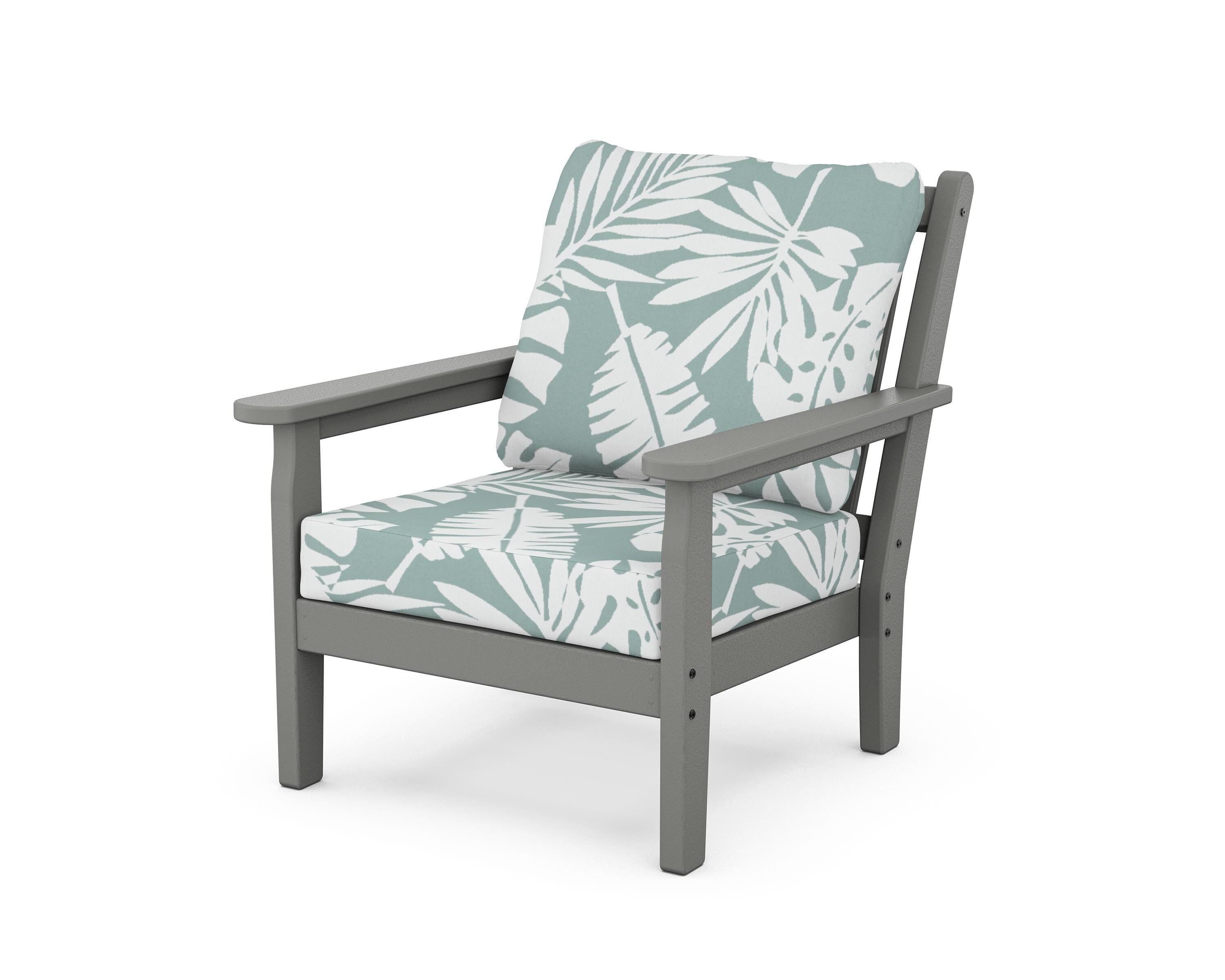 POLYWOOD® Chippendale Deep Seating Chair in Slate Grey / Leaf Glacier Spa