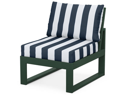 Unbranded Modular Armless Chair in Green / Cabana Stripe Marine Indigo