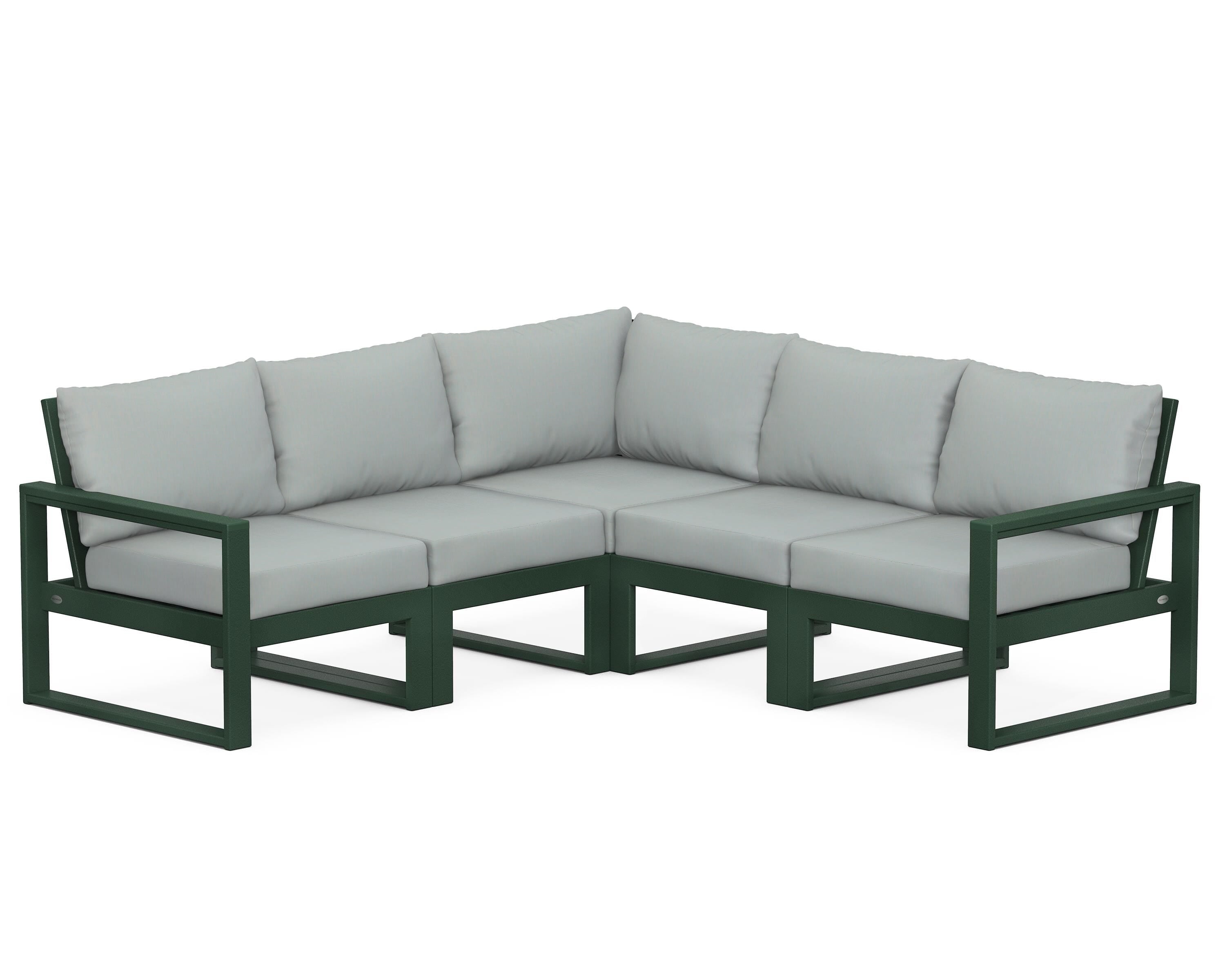 POLYWOOD® EDGE 5-Piece Modular Deep Seating Set in Green / Spa