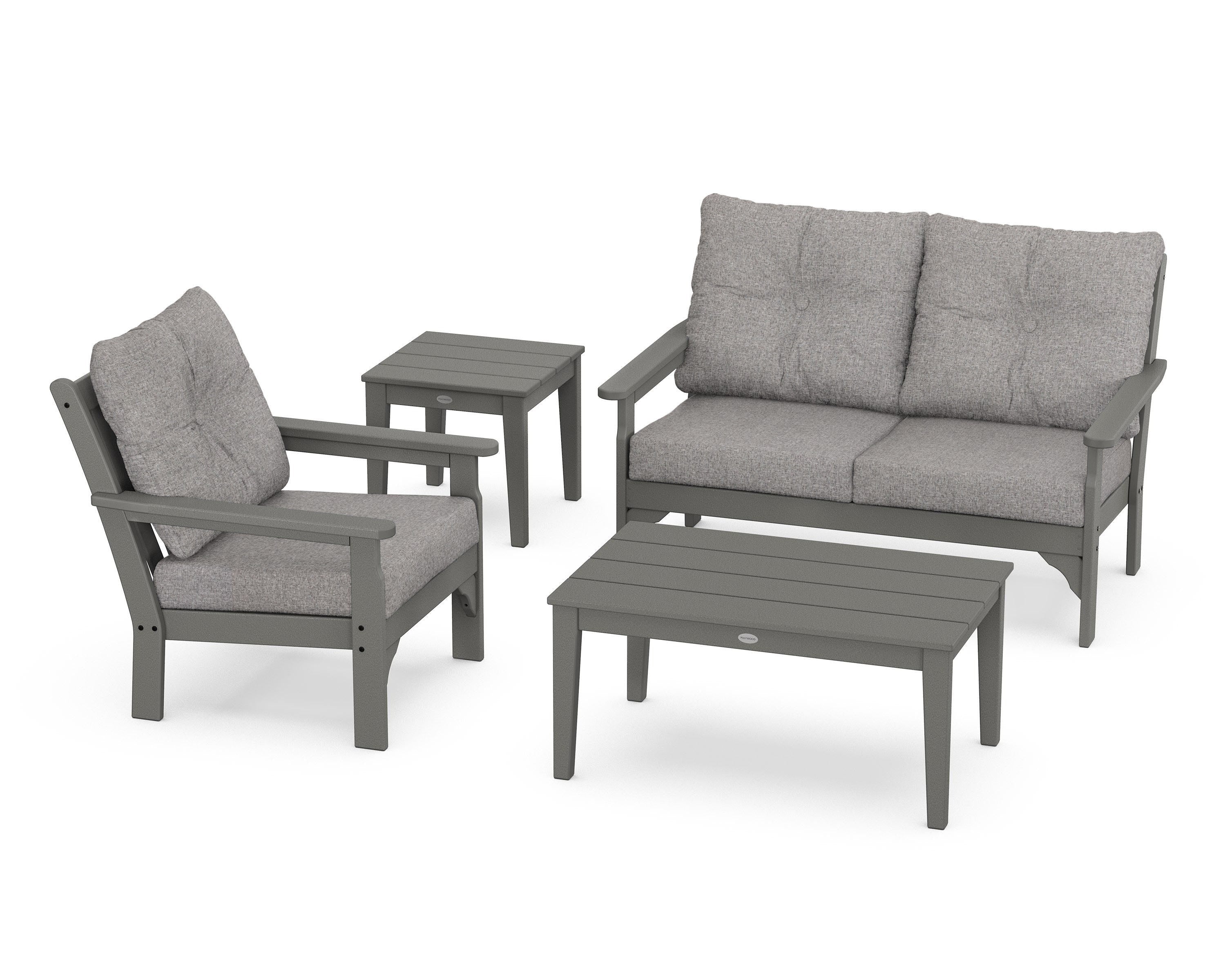 POLYWOOD® Vineyard 4-Piece Deep Seating Set in Slate Grey / Grey Mist
