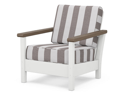 POLYWOOD® Harbour Deep Seating Chair in White / Kona / Cabana Stripe Grey Mist