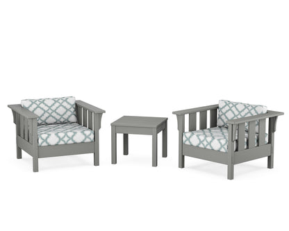 Martha Stewart by POLYWOOD® Acadia 3-Piece Deep Seating Set in Slate Grey / Trellis Glacier Spa
