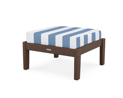 Martha Stewart by POLYWOOD® Chinoiserie Deep Seating Ottoman in Mahogany / Cabana Stripe Sky Blue