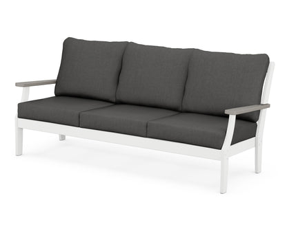 POLYWOOD® Braxton Deep Seating Sofa in White / Driftwood / Spectrum Carbon