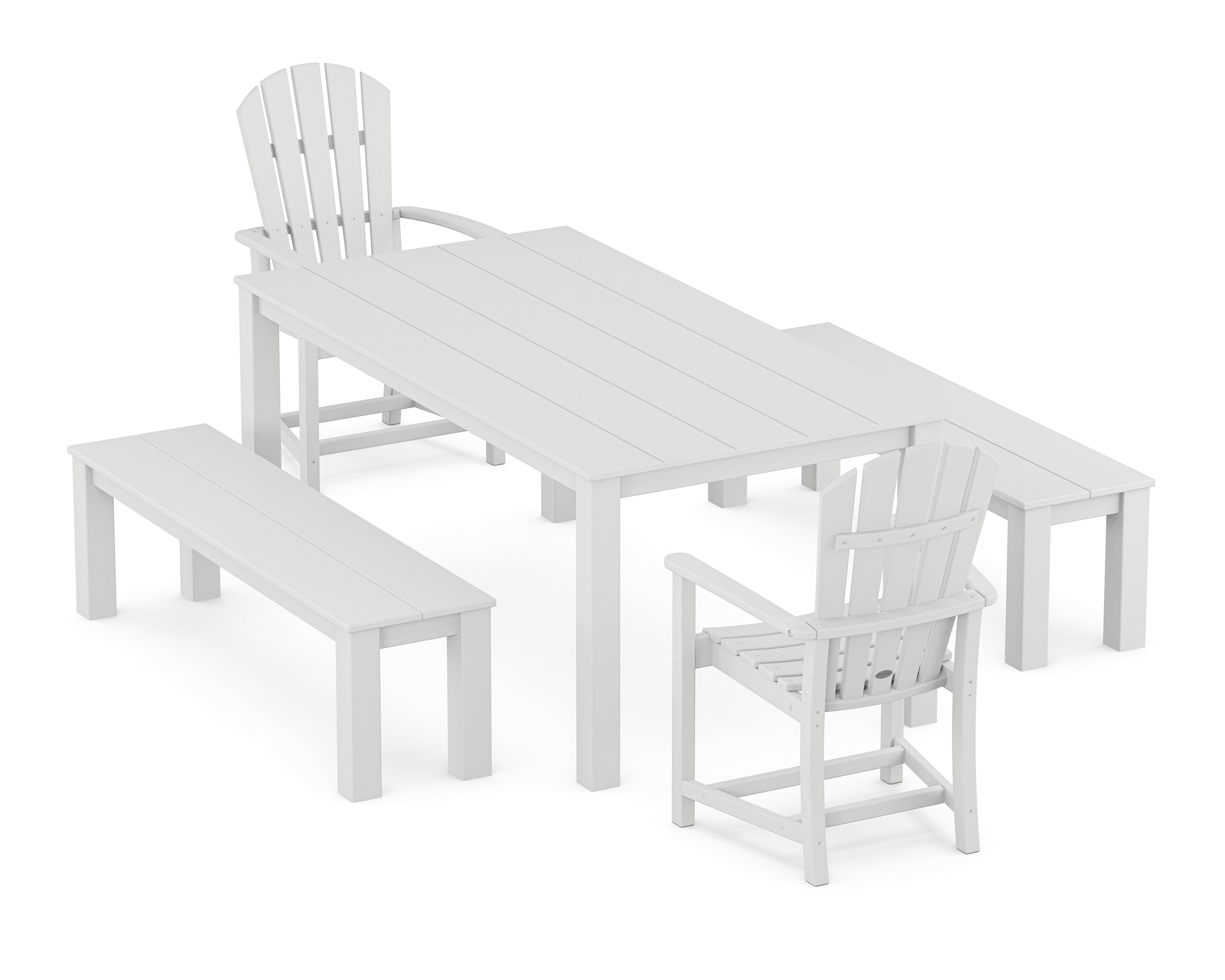 POLYWOOD® Palm Coast 5-Piece Parsons Dining Set with Benches in White