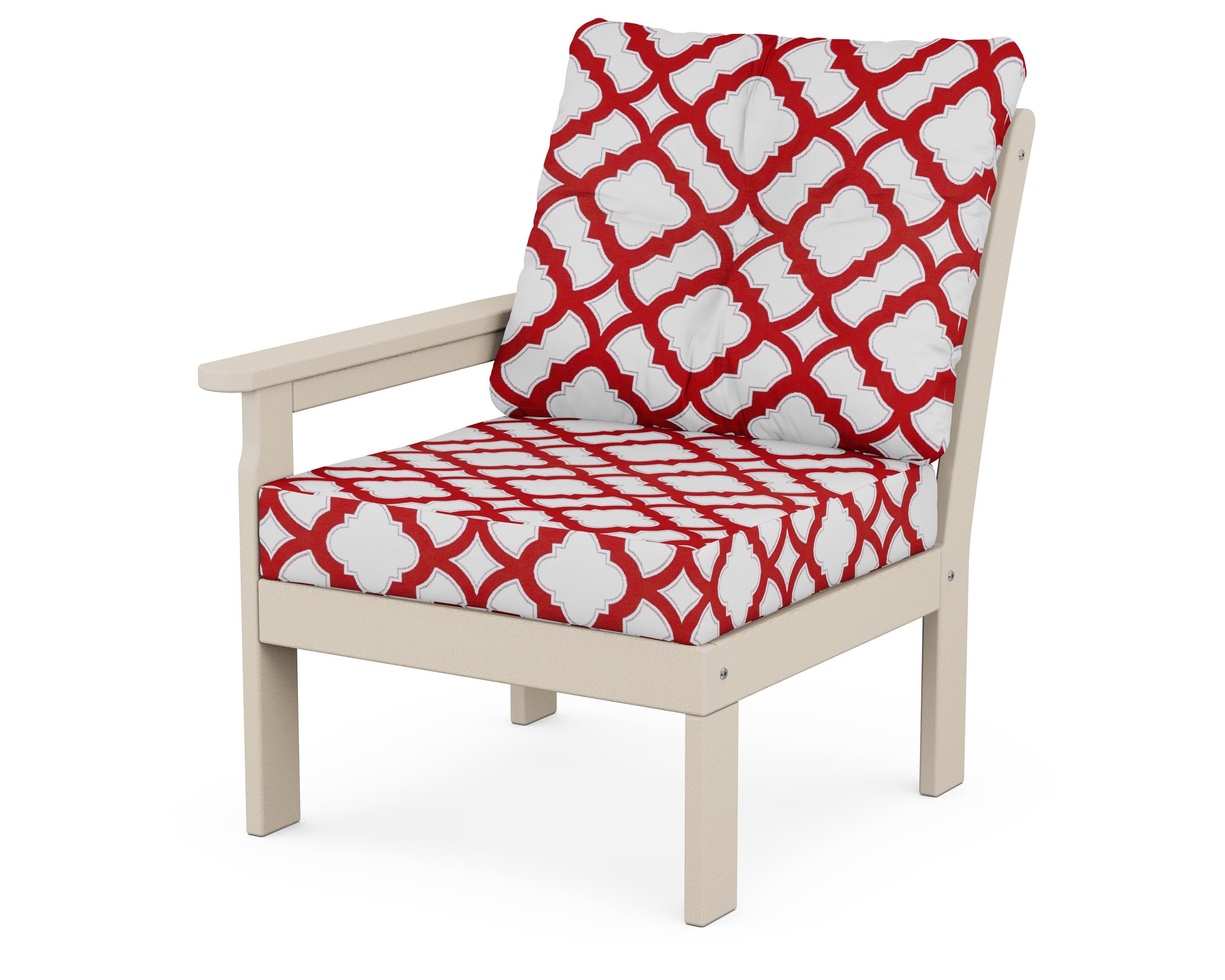 POLYWOOD® Vineyard Modular Left Arm Chair in Sand / Trellis Crimson